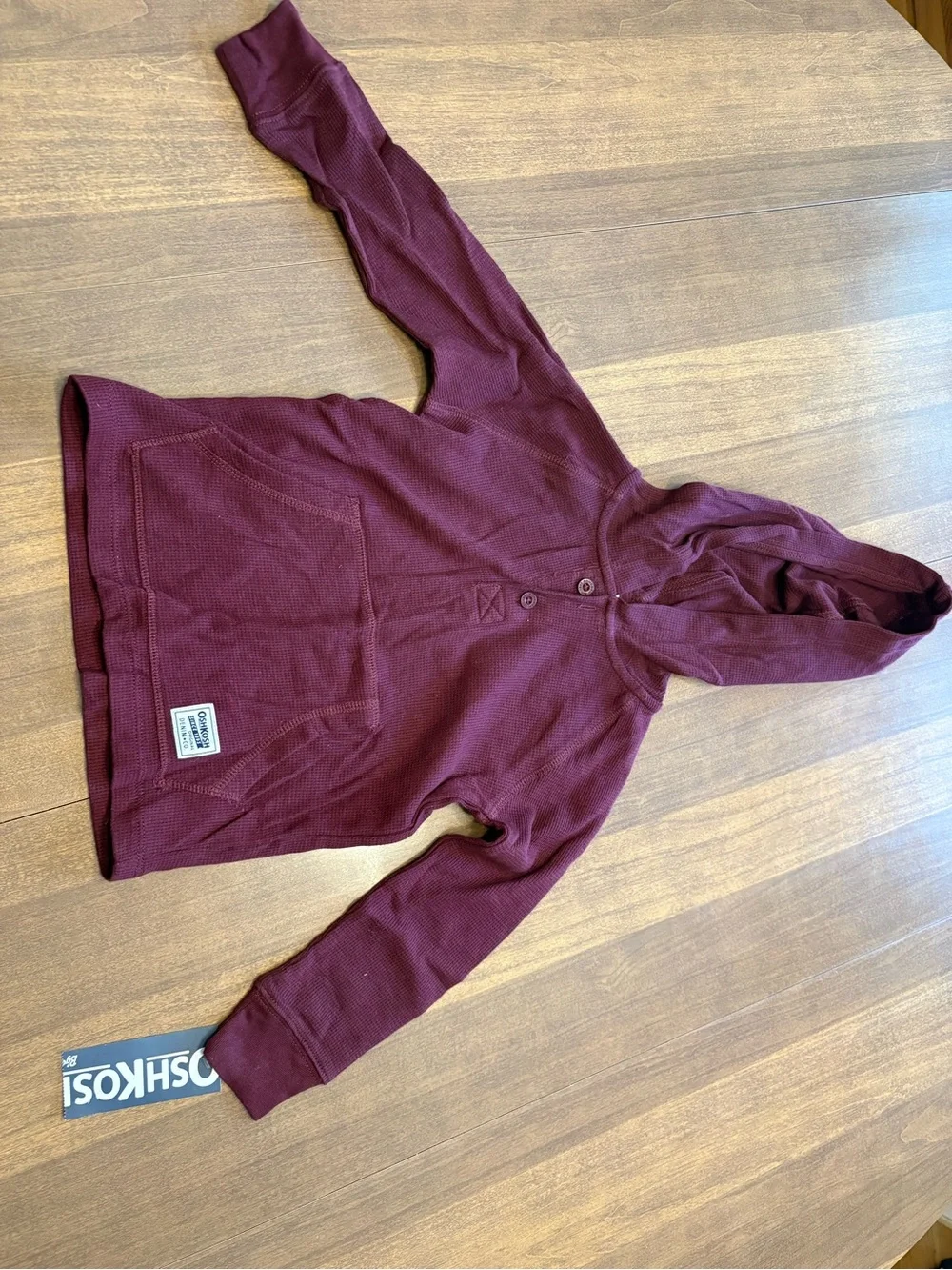 OshKosh B'gosh Burgundy Waffle Knit Hooded Top